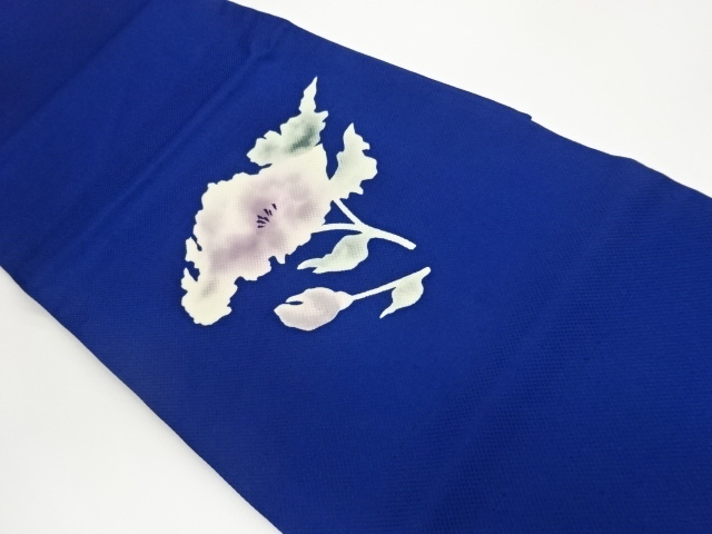Nagoya obi with abstract floral and branch-and-leaf pattern (framed tailoring)